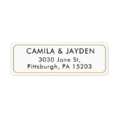 Minimale Elegante Gold Border Wedding Rücksendeadr (Vorne)
