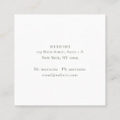 Minimale elegante Green Frame Border Business Card Quadratische Visitenkarte (Rückseite)