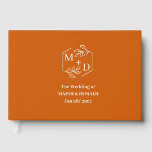 Minimale elegante Herbst-Braunorange-Hochzeit Gästebuch