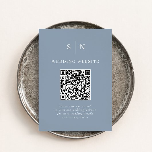 Minimale elegante Hochzeit mit scannbarem QR-Code  Begleitkarte