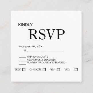 Minimale elegante Hochzeits-RSVP-Karte Begleitkarte
