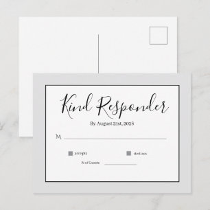 Minimale elegante Hochzeits-RSVP-Postkarte Postkarte