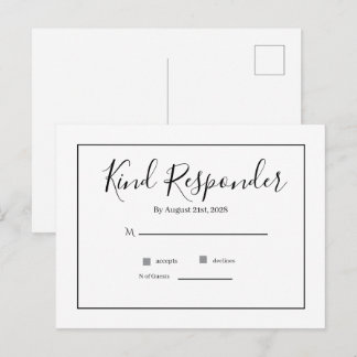 Minimale elegante Hochzeits-RSVP-Postkarte Postkarte