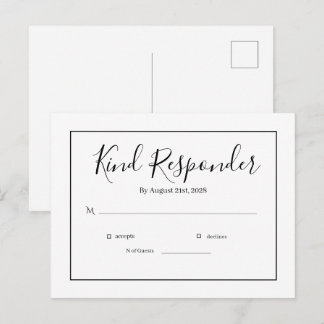 Minimale elegante Hochzeits-RSVP-Postkarte Postkarte
