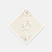 Minimale Elegante Kontur Bloral Von Weiß Hochzeit Serviette (Ecke)