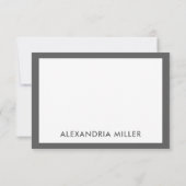 Minimale elegante Monogram Name White Gray Note Ca Karte (Rückseite)