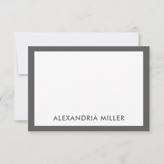 Minimale elegante Monogram Name White Gray Note Ca Karte (Rückseite)