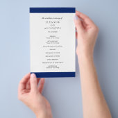 Minimale elegante Navy-Blau-Hochzeitsprogramm auf Flyer (Handgriff)