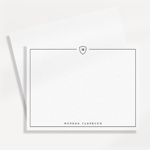 Minimale elegante Notizkarte mit Monogramm-Wappen Ankündigung