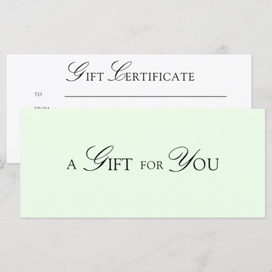 Minimale elegante QR-Code-Grün-Geschenkgutschein (Vorne/Hinten)