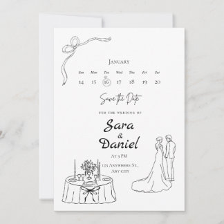 Minimale elegante Save the Date Hochzeits-Einladun Einladung