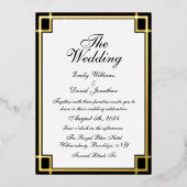 Minimale Elegante Schwarze Gold White Wedding Folieneinladung