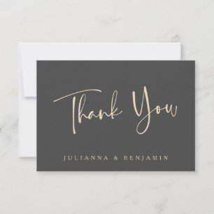 Minimale elegante schwarze Schrift Hochzeit person Dankeskarte
