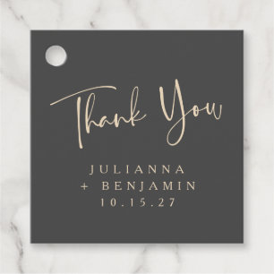 Minimale elegante schwarze Schrift Hochzeit person Geschenkanhänger
