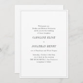 Minimale elegante schwarze weiße Serif klassische  Einladung (Vorne/Hinten)