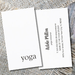 Minimale elegante schwarze weiße Yoga-Instruktorin Visitenkarte