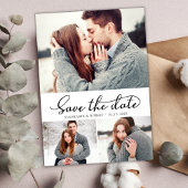 Minimale Elegante Script 3 Foto Collage Wedding Save The Date