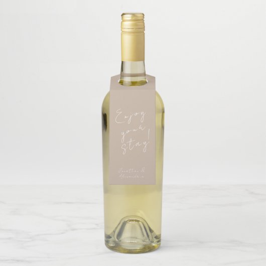 Minimale Elegante Script-Begrüßungsmeldung Flaschenanhänger (Auf Flasche)