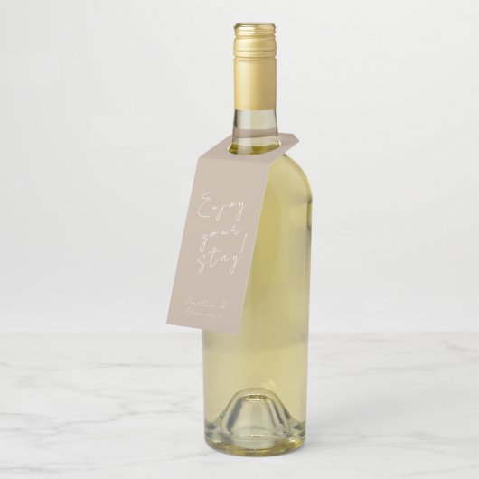 Minimale Elegante Script-Begrüßungsmeldung Flaschenanhänger (Angewinkelt)