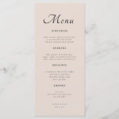 Minimale Elegante Script Dusty Pink Wedding Menükarte (Vorderseite)