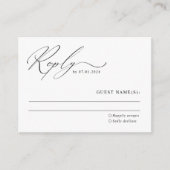 Minimale Elegante Script Wedding RSVP Card Begleitkarte (Vorderseite)