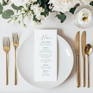 Minimale elegante Skript-Hochzeit Menükarte