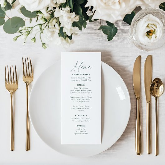 Minimale elegante Skript-Hochzeit Menükarte