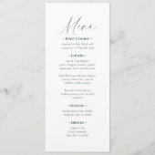 Minimale elegante Skript-Hochzeit Menükarte (Vorderseite)