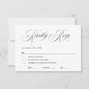 Minimale elegante Skript-Hochzeits-RSVP-Karte RSVP Karte