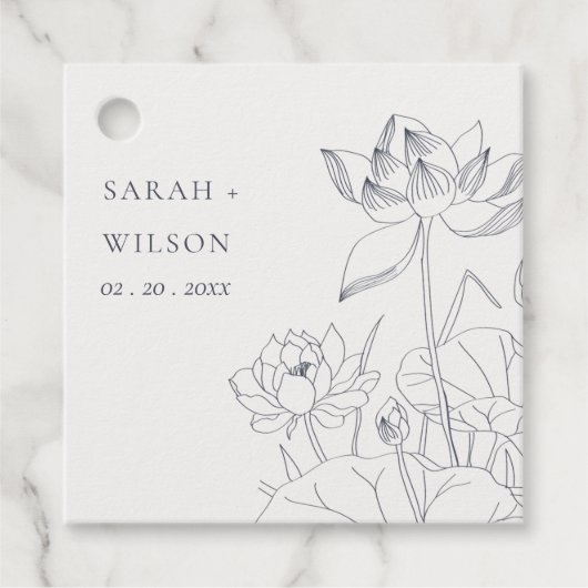 Minimale Elegante Wasserlilie Blumenkitzel Hochzei Geschenkanhänger (Vorderseite)