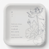 Minimale Elegante Wasserlilie Blumenkitzel Hochzei Pappteller (Vorderseite)