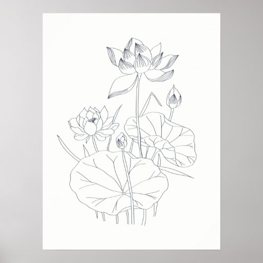 Minimale Elegante Wasserlilie Blumenstrauß Botanis Poster (Vorne)