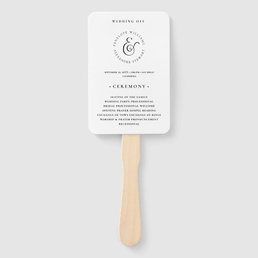 Minimale Eleganz Einfache Schwarz-Weiß-Hochzeit Fächer (Vorderseite)