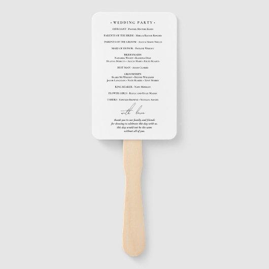 Minimale Eleganz Einfache Schwarz-Weiß-Hochzeit Fächer (Rückseite)