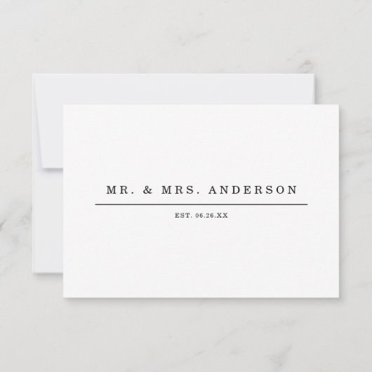 Minimale Eleganz in der Platzkarte der Favoriten Ankündigung (Rückseite)