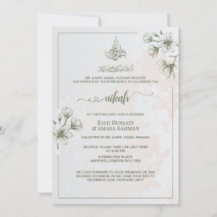 Minimale Eleganz Nikah-Einladung Vintage Elfenbe Einladung