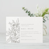 Minimale Eleganza Brawn Floral Sketch Verlobung Einladung (Stehend Vorderseite)