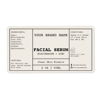 Minimale Elfenbein-Gesichtscreme-Serum-Etikett 2 o