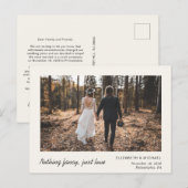 Minimale Elopement-Foto-Creme Ankündigungspostkarte (Vorne/Hinten)