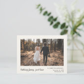 Minimale Elopement-Foto-Creme Ankündigungspostkarte (Stehend Vorderseite)