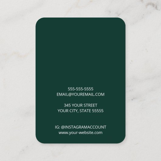 Minimale Emerald Earring-Grafikkarten Visitenkarte (Rückseite)