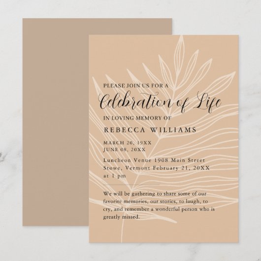 Minimale Erdrechtsfeier Einladung (Vorne/Hinten)