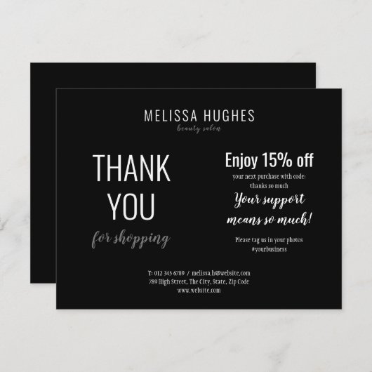 Minimale Ermäßigungskarte für Schwarz und Weiß (Vorne/Hinten)