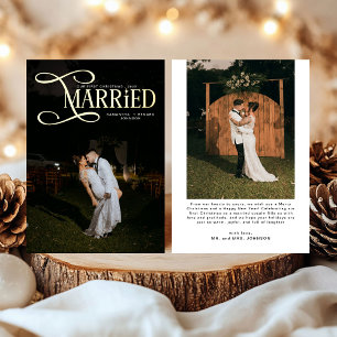 Minimale erst kürzlich vermählte Paare an Weihnach Folien Feiertagskarte