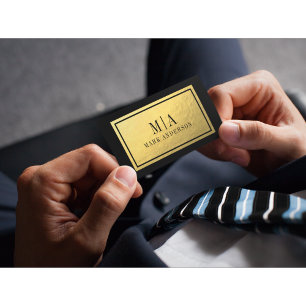 Minimale erste Logo-Karte - Schwarz & Gold Visitenkarte