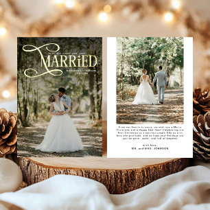 Minimale Erste Weihnachten Verheiratete Paare 2 Fo Folien Feiertagskarte