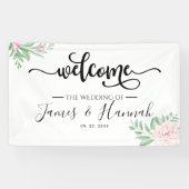 Minimale Eukalyptus Blush Pink Wedding Party Banner (Horizontal)