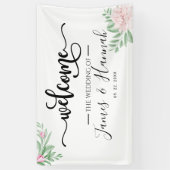 Minimale Eukalyptus Blush Pink Wedding Party Banner (Vertikal)