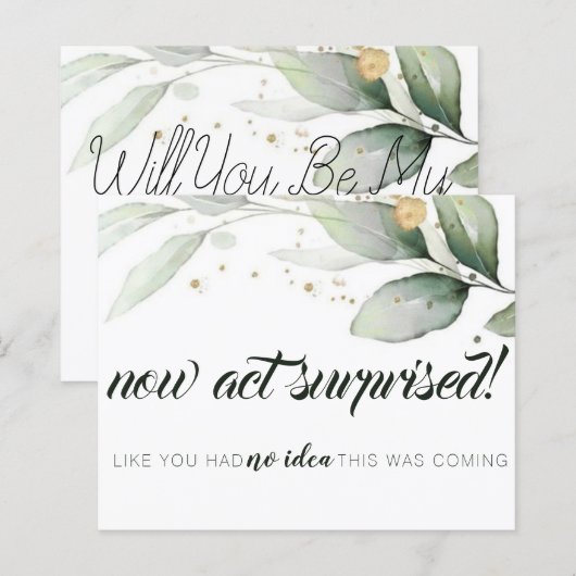 Minimale Eukalyptus Bridesmaid-Vorschlagskarte (Vorne/Hinten)