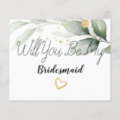 Minimale Eukalyptus Bridesmaid-Vorschlagskarte (Rückseite)